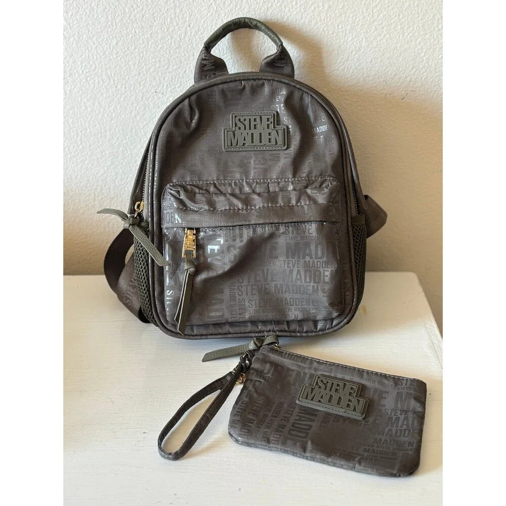 Steve Madden Mini Backpack OLIVE GREEN Logo Cute Trendy Purse + Wristlet y2k
